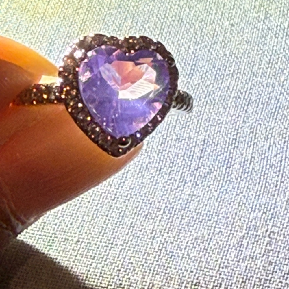 Lavender Moon Quartz Heart Ring - Picture 2 of 6